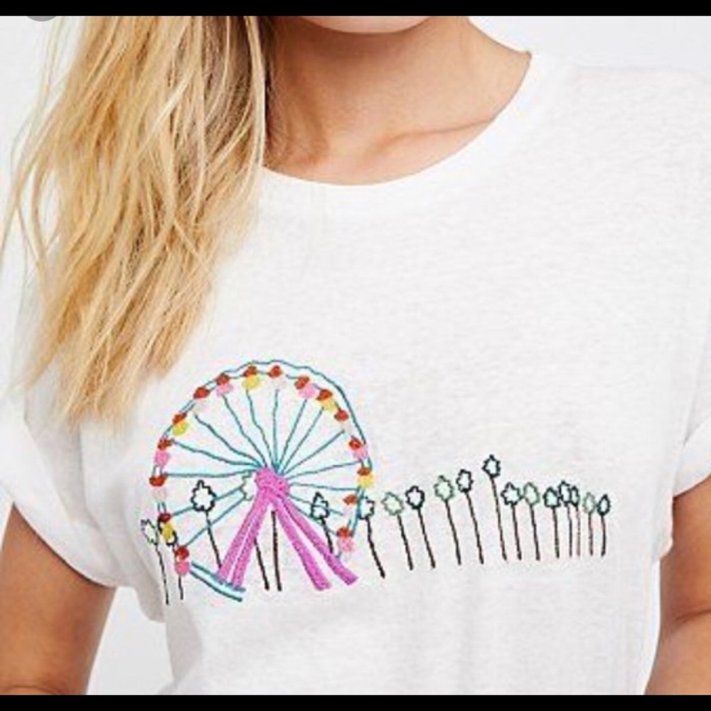 COACHELLA FREE PEOPLE EMBROIDERED TEE